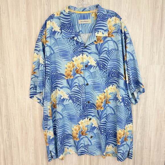 Tommy Bahama Shirt Mens 2XB Silk Floral Button Up Hawaiian Vacation Camp READ! - Picture 1 of 15
